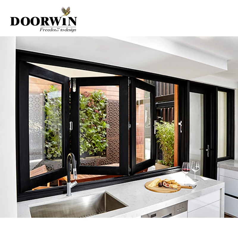 Doorwin Window For Canada&Usa Market Customized Style And Size Powder Coated Balcony Folding Bifold Windows