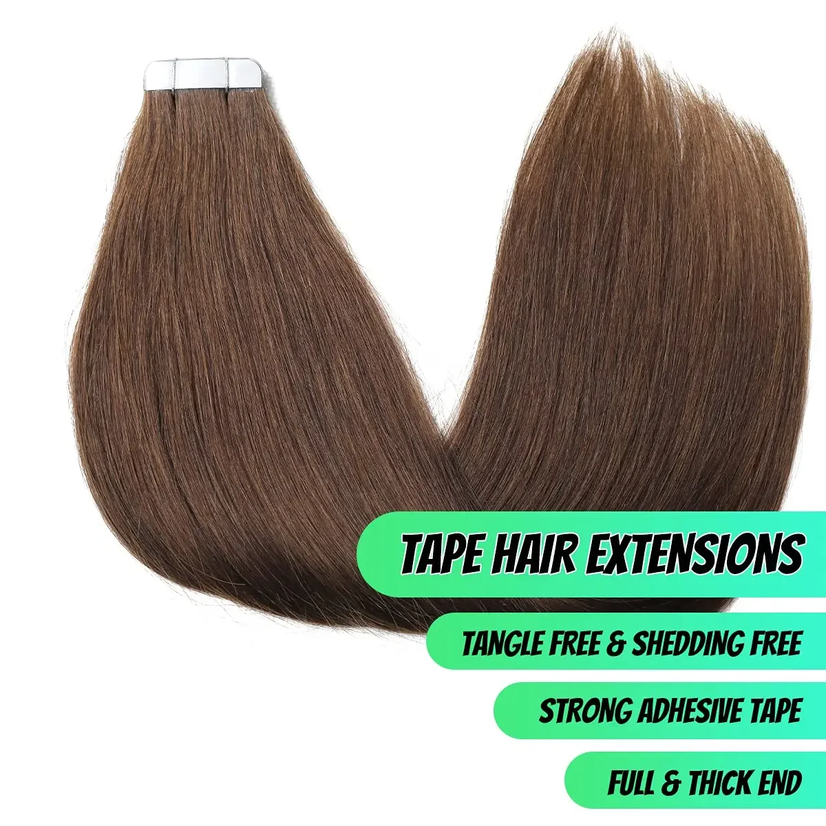 Prodlužování vlasů s páskou, čokoládově hnědé, kudrnaté, rovné, s útkem, Remy vlasy pro ženy_voghion.com