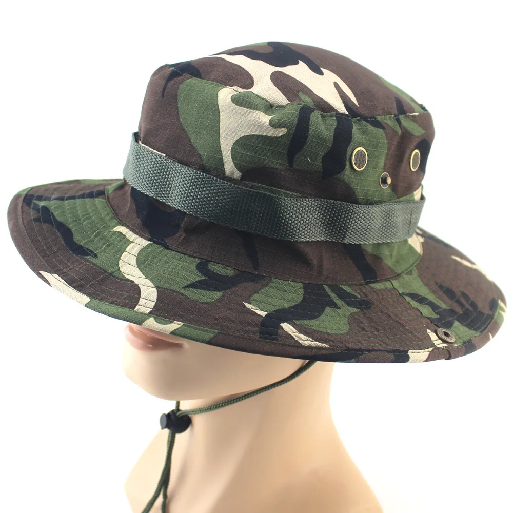 HT-09 Outdoor Travel Camouflage Leisure Jungle Round Brim Gorra Camouflage Caps Hat Camouflage Bucket Hats