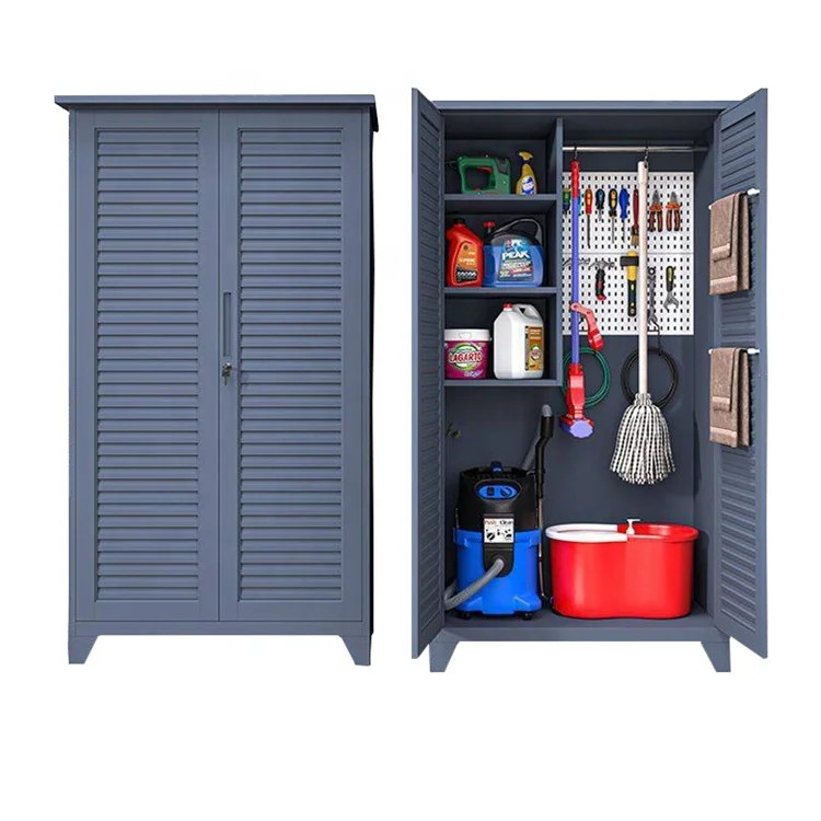 Industrial Janitorial Supply Cupboard Cleaning Cabinet Modern Outdoor Steel Mop Broom Cabinet Closet Storage for Hotel School