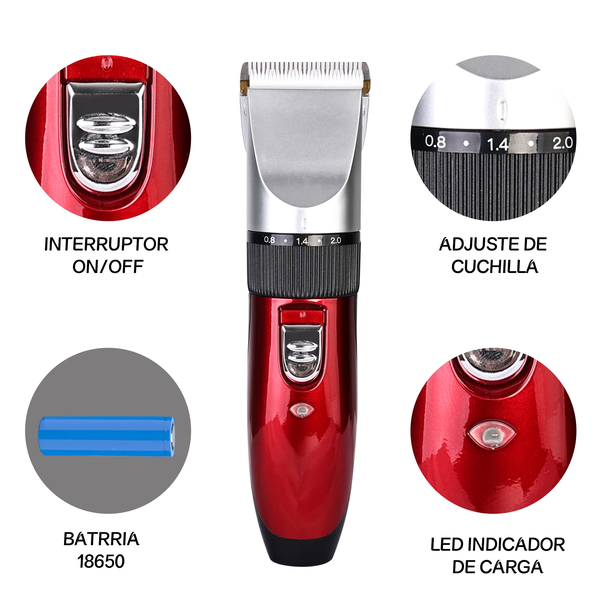 Professional Low Noise Cordless Pet Clipper with Ceramic Blades, Pet Hair Trimmer Pet Hair Grooming Dog Hair Clipper for Dog