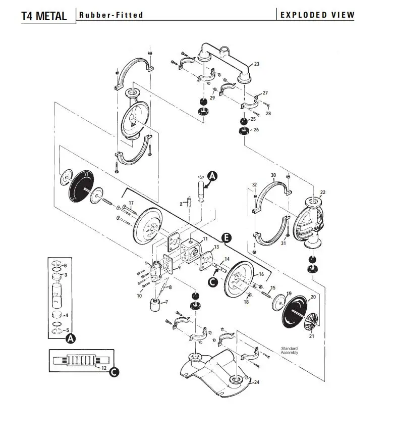 T8 wilden pneumatic diaphragm pump with ptfe/rubber diaphragm fit in wilden pump factory