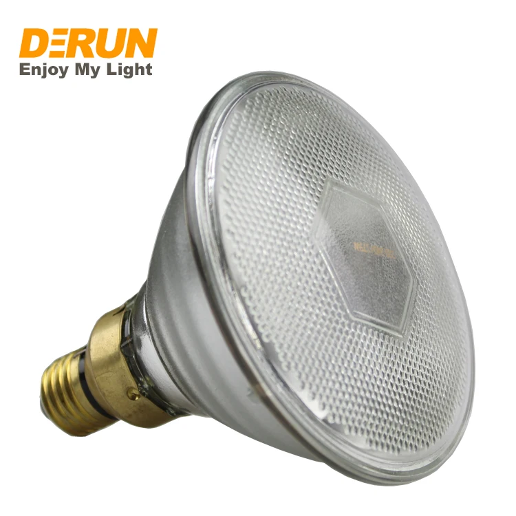 Hot Selling 220V 240V 75W 100W 150W Infrared Halogen Lamp PAR38 Clear Red Yellow Heating Bulbs with E26 E27 HAL-PAR38