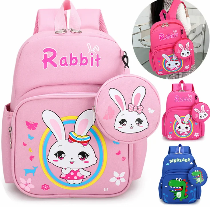 Mini Cartoon Rabbit Decor Classic Backpack Cute School Bag For