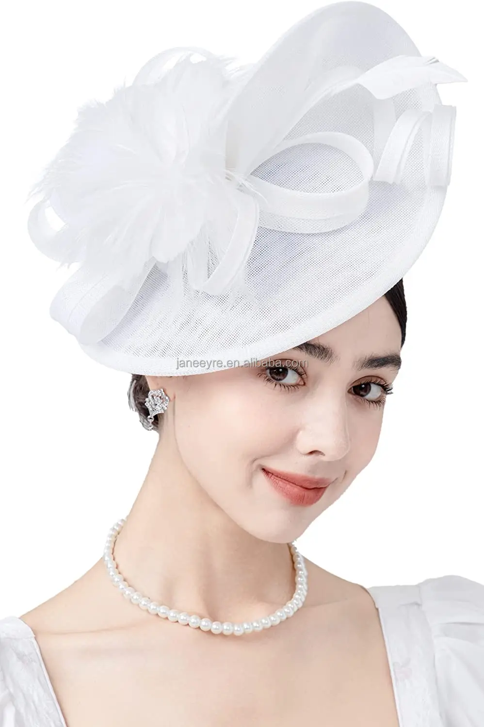Premium Fascinators Hat For Women Derby Wedding Feather Sinamay