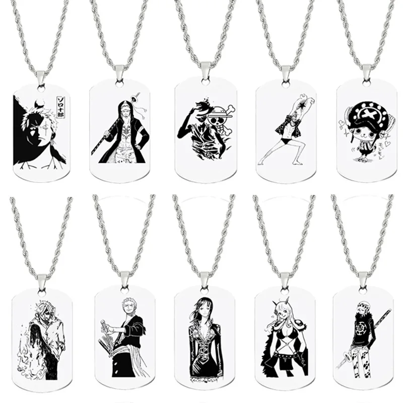 One Piece Necklace Stainless Steel Anime Image Pendant Cos Sauron Luffy