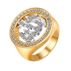 Zircon Custom Signet Gold Plated Jewelry Men Islamic Rings