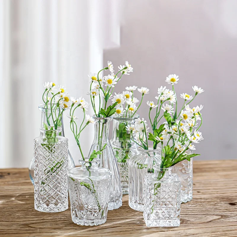 Creative Wide Mouth High Vase Home Decoration Flower Arrangement clear Crystal Glass Vase