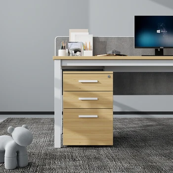 Mobile Vertical Under Office Desk 3 Drawer 1 Door File Pedestal Small Rolling Cabinet Unit on Wheels
