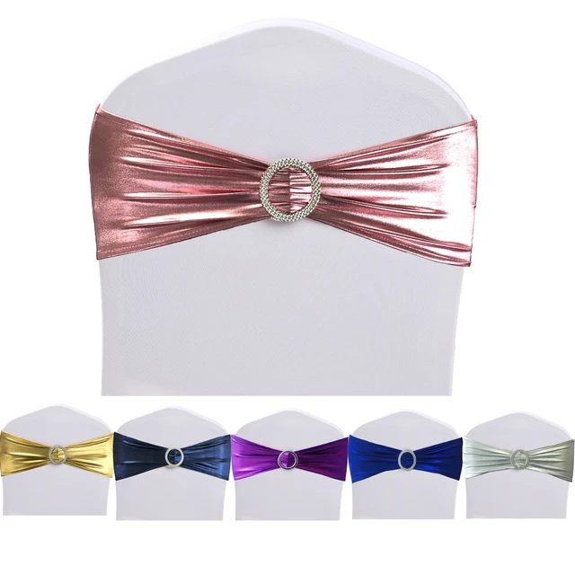 Spandex Chair Sashes gilded chair Bands Stretch Chair Ties Bows with Buckle Slider for Wedding Party Banquet Decoration