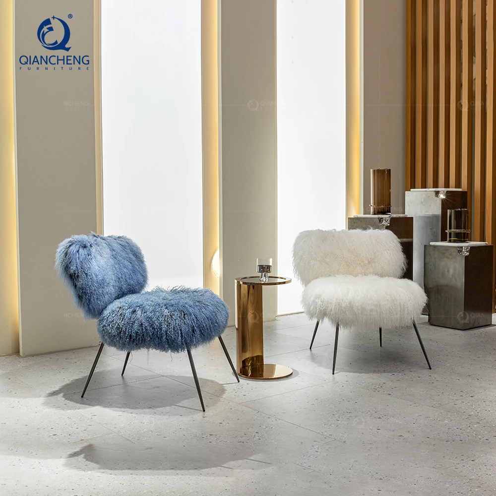 QIANCHENG Customised Lazy Living Room Comfortable Salon Couch Hospital Wool Fabric Beauty Victorian Recliner Chair