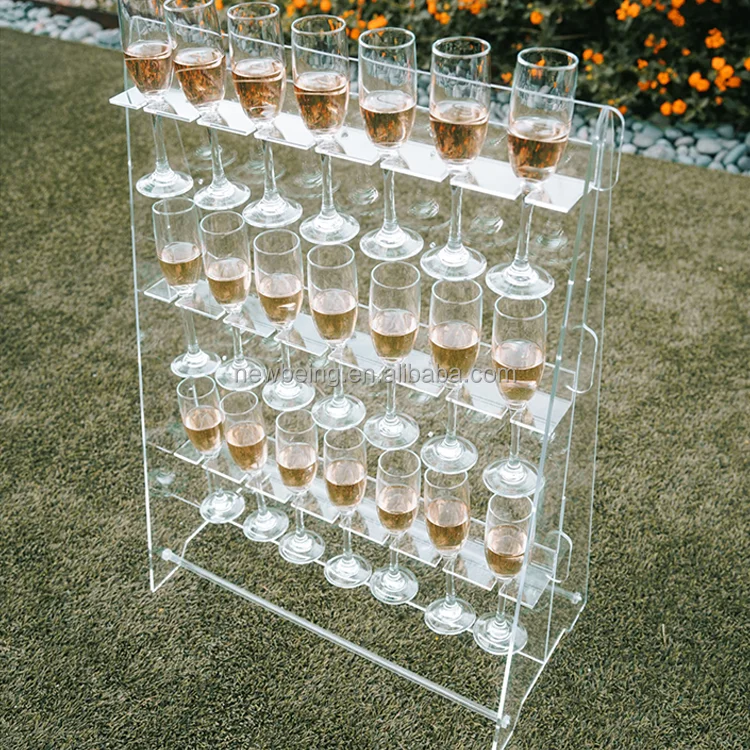 Decor 32" X 22" Tabletop Tower 3 Tier - 21 Drink Holding 2-in-1 Champagne Wall Holder for Party or Donut Stand Acrylic Wedding