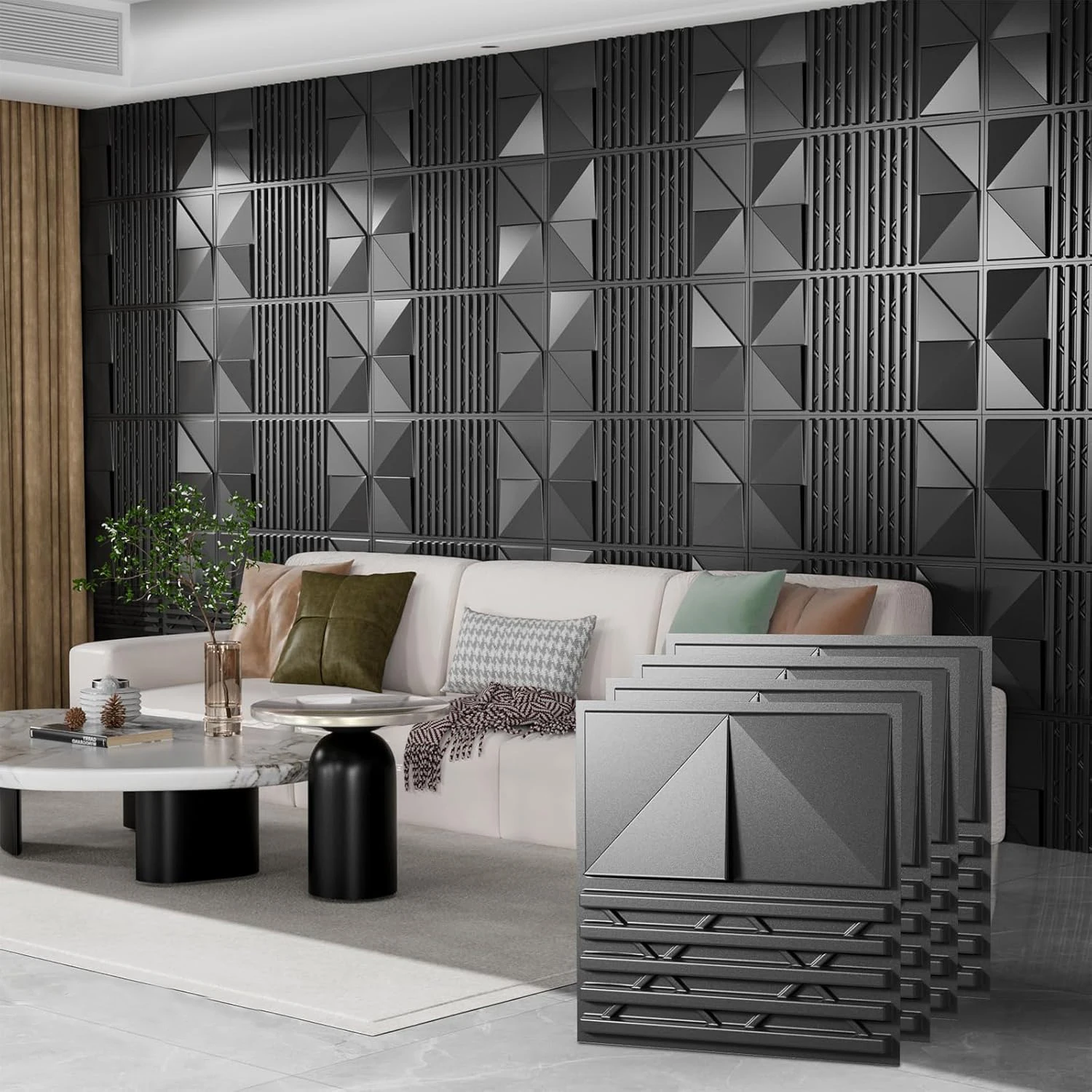 ZJ Recycled Plastic 50*50 Cm PVC Decorative 3D Wall Panels