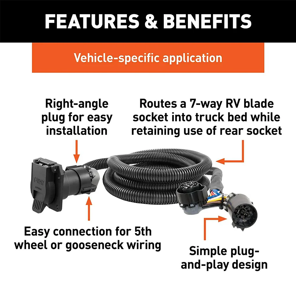 product curt 56070 7 foot vehicle side truck bed 7 pin trailer wiring harness extension for select ram vehicles latest-1