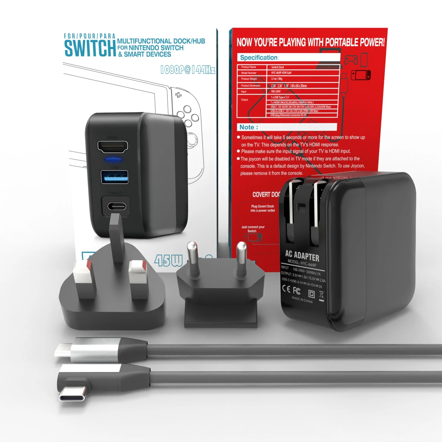 45W in Multifunction Charging Dock for Nintendo Switch