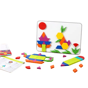 Magnetic jigsaw geometric puzzles children's early education toys set tangram toy for 3 + kids