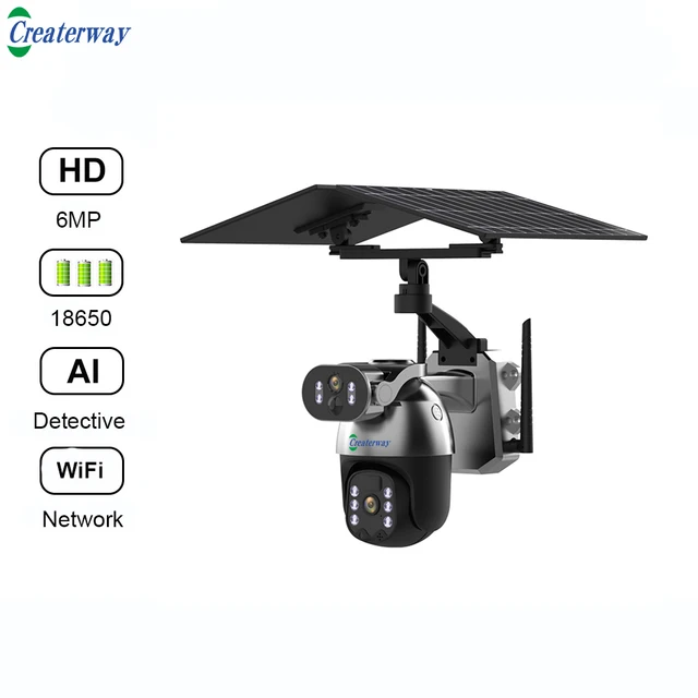 Surveillance IP Cameras 6MP H.265 Solar Powered 4G PTZ Security for Resort Motel Lodge Cottage Guest House Exterior Perimeter