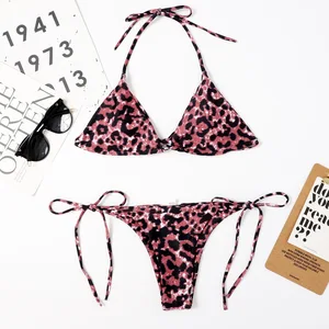 Printed Triangle Reversible Tie Bikini Set for Women, Two Piece Swimwear for Beach