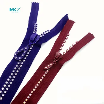 MKZ Manufacturer Supply10# Diamond Zipper Rhinestone Zipper for Evening Dress Zipper