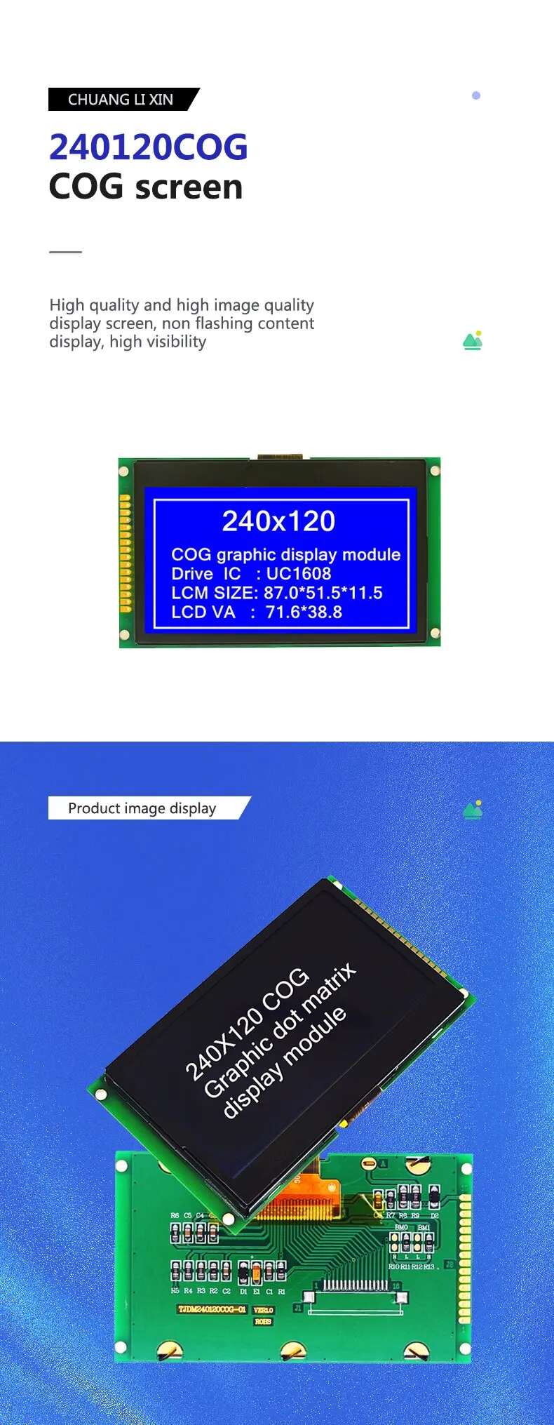 Source Factory 240x120 Cog Fpc Display Screen Module - Buy 240x120 Cog ...