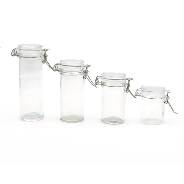 China 50ml 75ml 100ml Airtight Clamp Lid Glass Salt Spices Storage Jar  factory and manufacturers