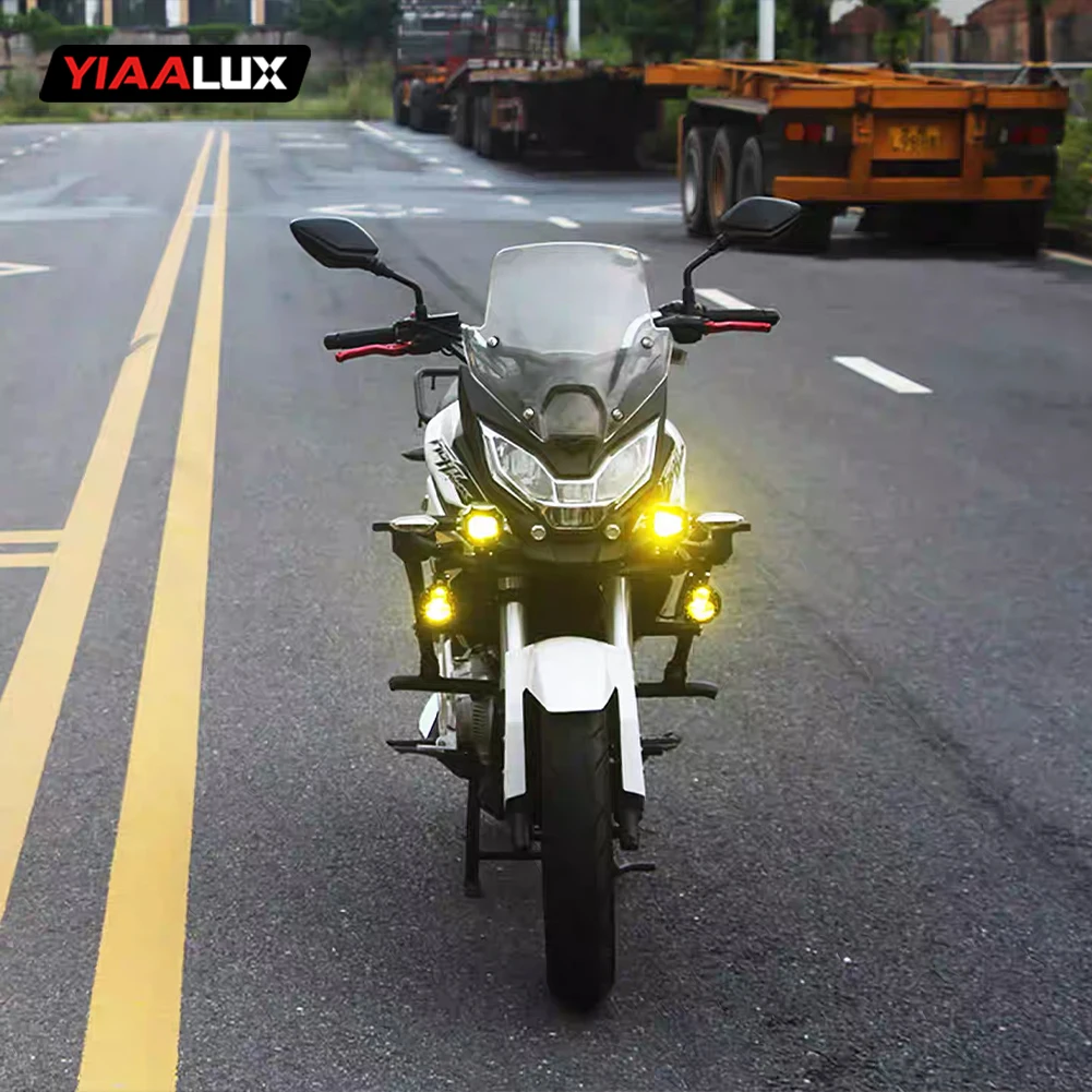 product super bright amber backlight motorcycle spotlight with wire harness 27 60w white yellow driving fog lights for motorcycle-2