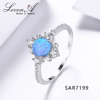 Seven A Jewelry SAR7199 Snow shape clearly CZ jewelry 925 sterling silver rings white gold engagement ring Blue opal rings for w