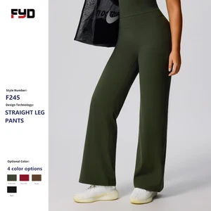 Custom Logo High Waist Quick Drying Hip Lifting Yoga Pants Tight Wide Leg Flared Pants Women Gym Fitness Straight Leg Leggings