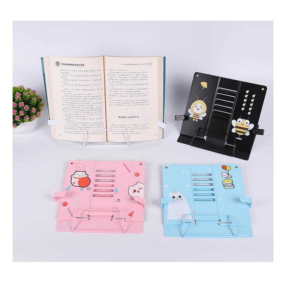 Подставка-подставка для книг в виде милых животных, подарок для детей, переносная стойка для чтения с регулируемыми зажимами и зажимами