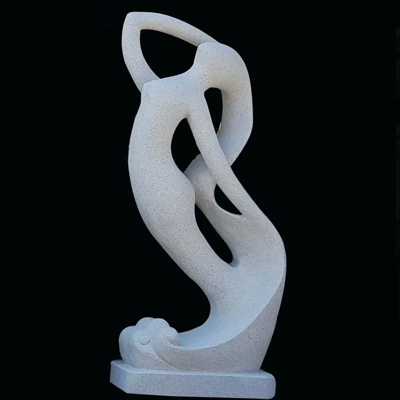 Statue Couple Baiser Abstrait - Décoration Romantique En Résine, Blanc, 26x12cm