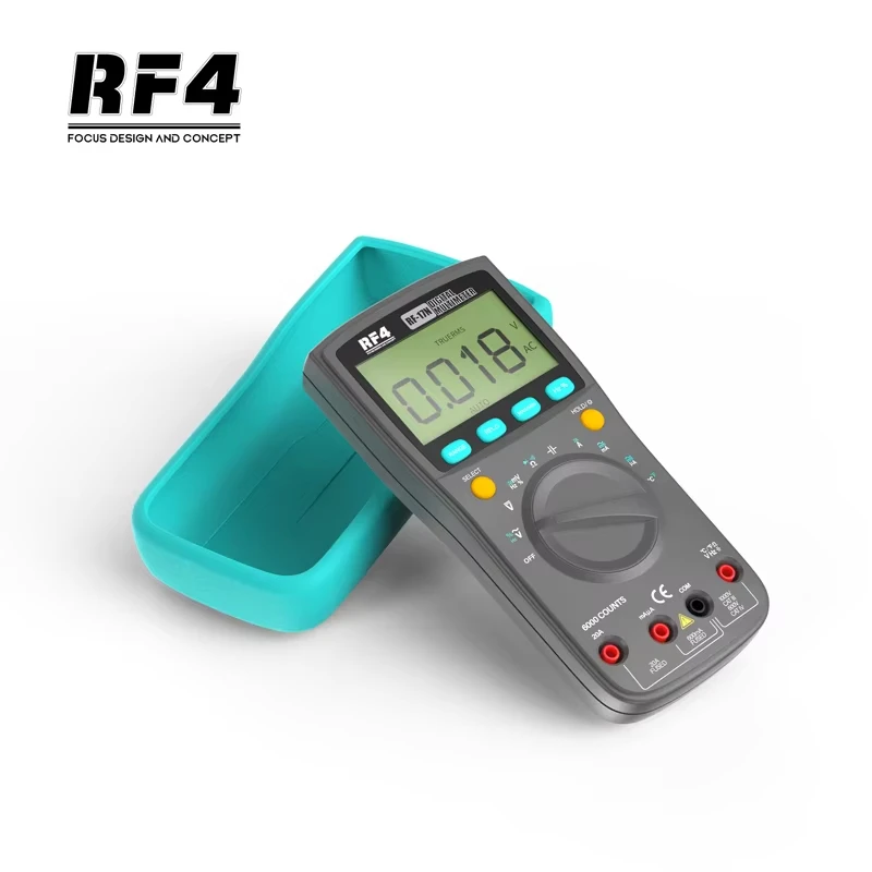 RF4 RF-17N Auto Range Digital Multimeter True RMS 6000 Counts Temperature Tester Shockproof for Mobile Phone Circuit Repair