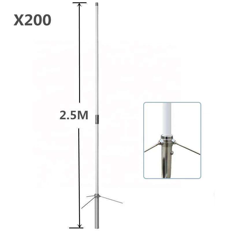 6/8dB 144/430MHz Fiberglass Base Antenna X200 - Dual Band for VHF