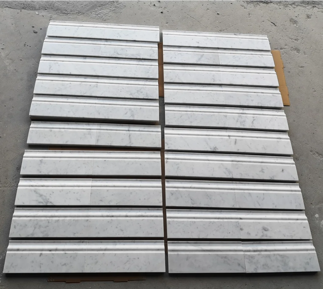 SH STONE Customized Design Carrara White Marble Skirting Board Natural White Marble Flooring Tiles