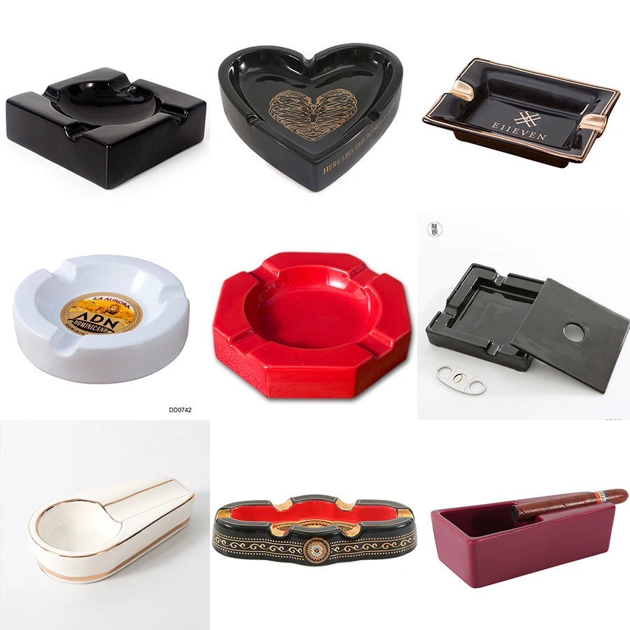 Handmade Customized Luxury Porcelain Ashtrays Personalized Black