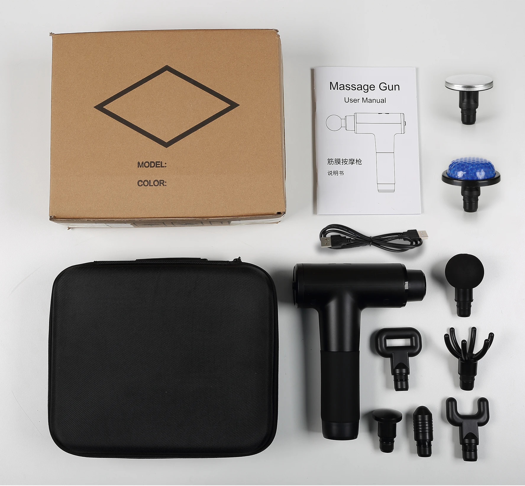 Heat Body Deep Tissue Massage Gun With Type C Charger And Lcd Display