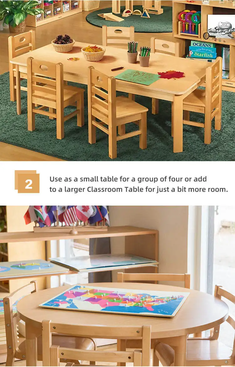 Wooden Kids Table Chairs Set Montessori Children Students Study Table Chair Set For Montessori