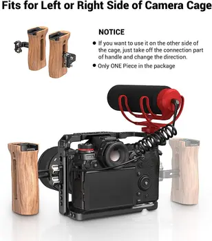 SMALLRIG Side Wooden Handle Grip for DSLR Camera Cage W/Cold Shoe Mount Threaded Holes Direction Changeable - 2093 detail image