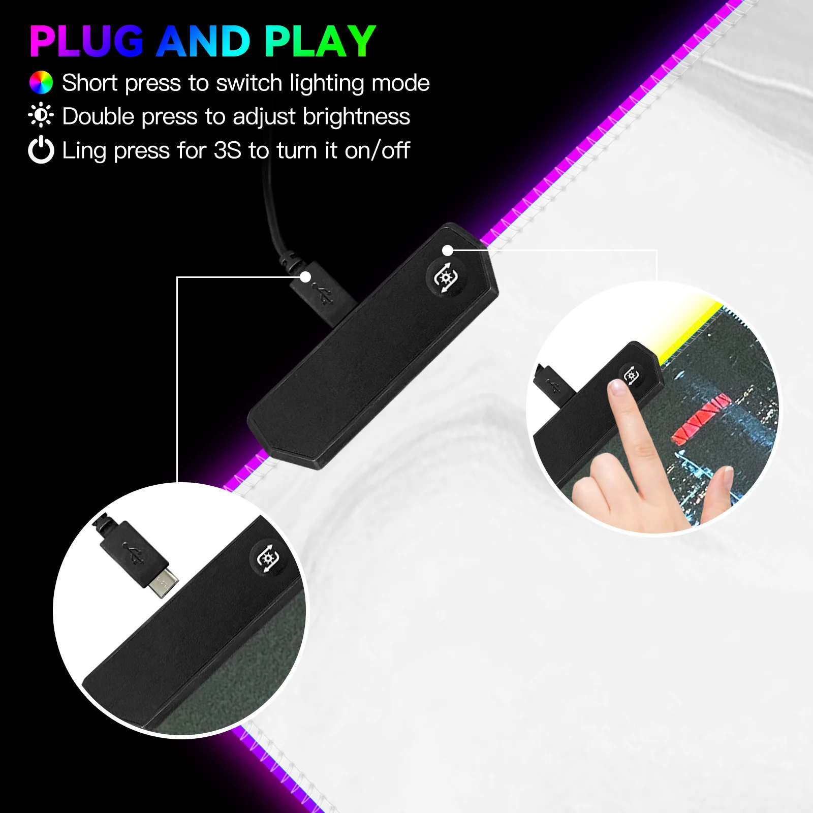 FLAME SNAKE Aesthetics Series Mouse Pad RGB 800*300 , Water Resistance RGB Gaming Mouse aperçu 5