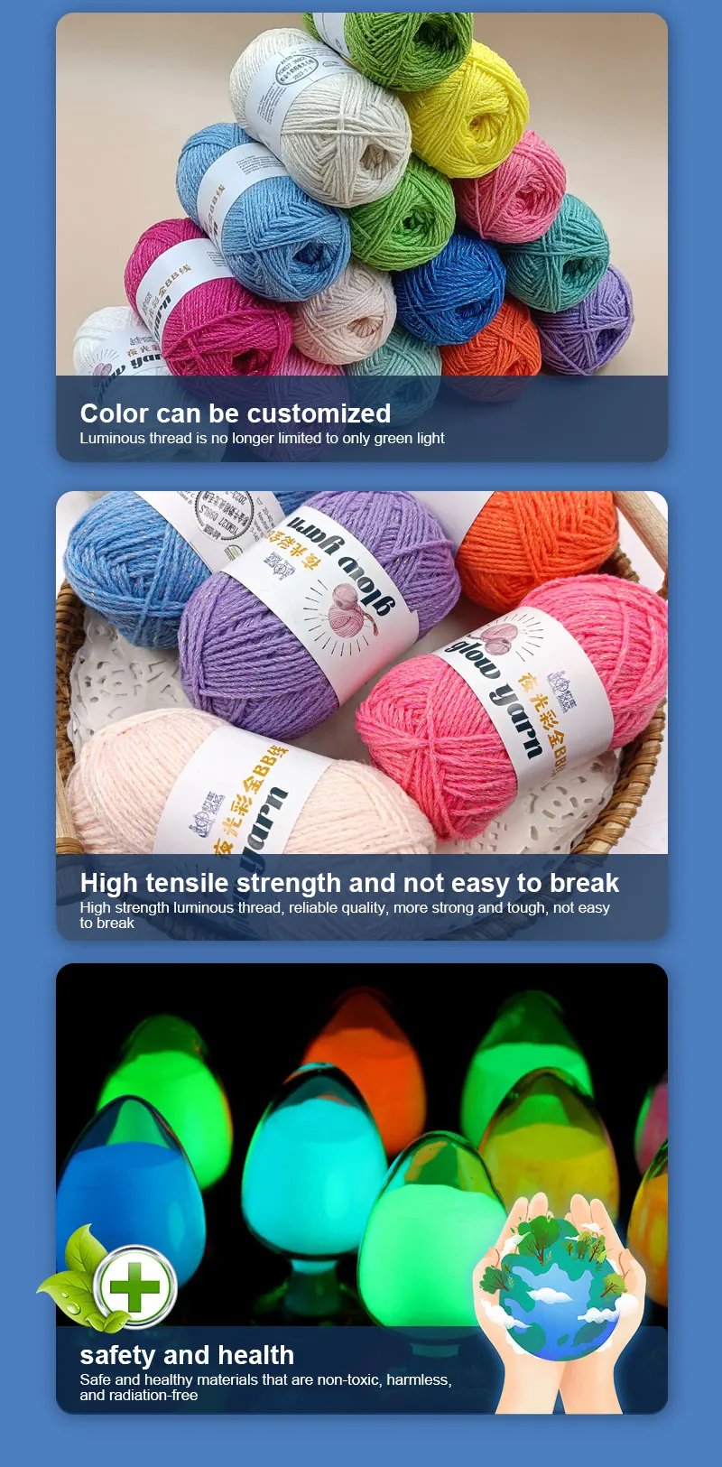 Glow In The Dark Yarn Red Light Luminous Hand Knitting Yarn Polyester