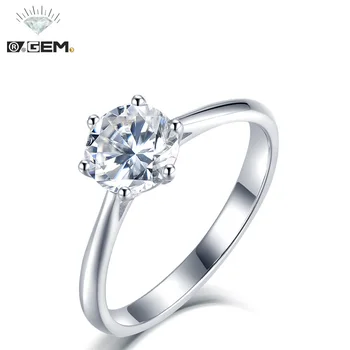 R.GEM. Wholesale Engagement Jewelry S925 Silver D Grade 1Ct Solitaire Moissanite Diamond Ring For Engagement Wedding