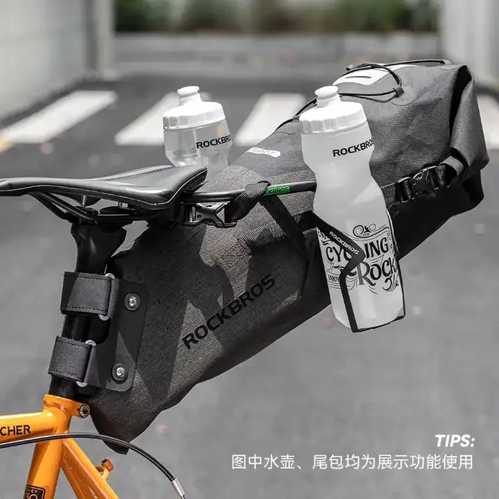 ROCKBROS Bike Water Bottle Cage Adapter - Adjustable Saddle Mount For Road & MTB, Holds 2 Bottles