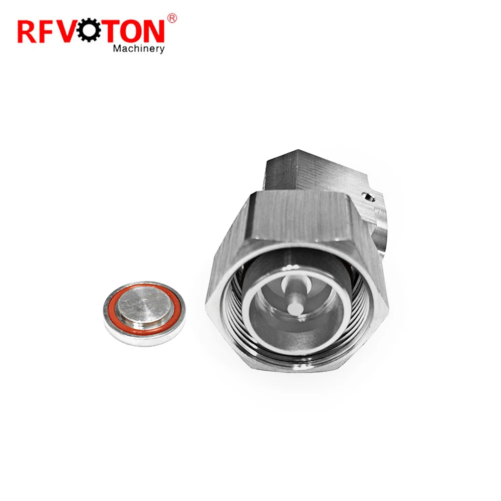 RF connector 4.3-10 type male pin RA 90 degree elbow solder for 1-2 super flexible RF coaxial cable plug factory