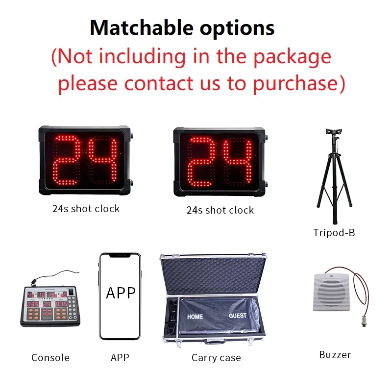 Ganxin 14 Digit Portable LED Electronic Basketball Scoreboard with 24s Shot Clock Digital Score Board for Multi Indoor Sports