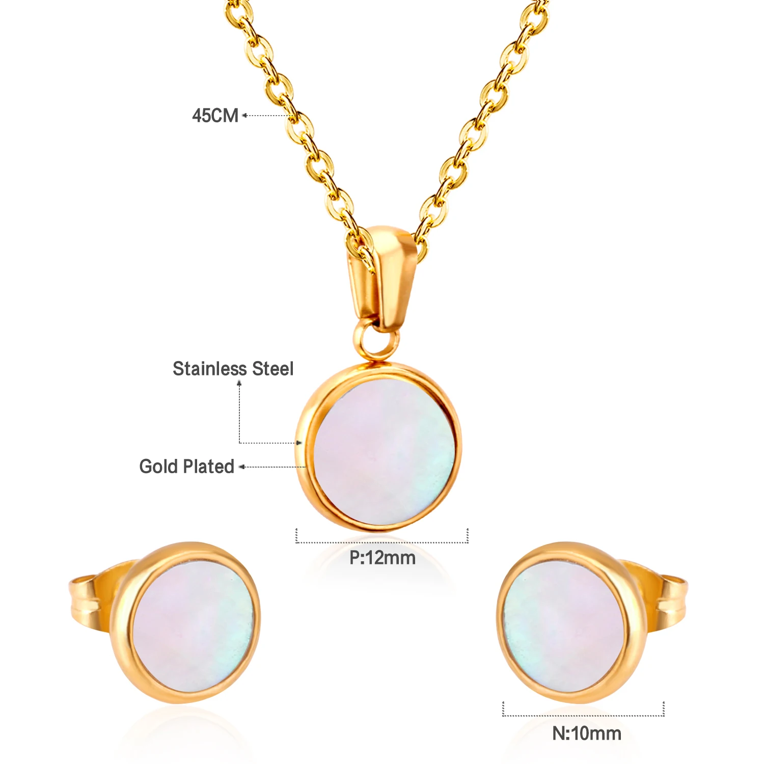 Jewelry Sets Customize 18k Gold Waterproof Plated 316stainless Steel