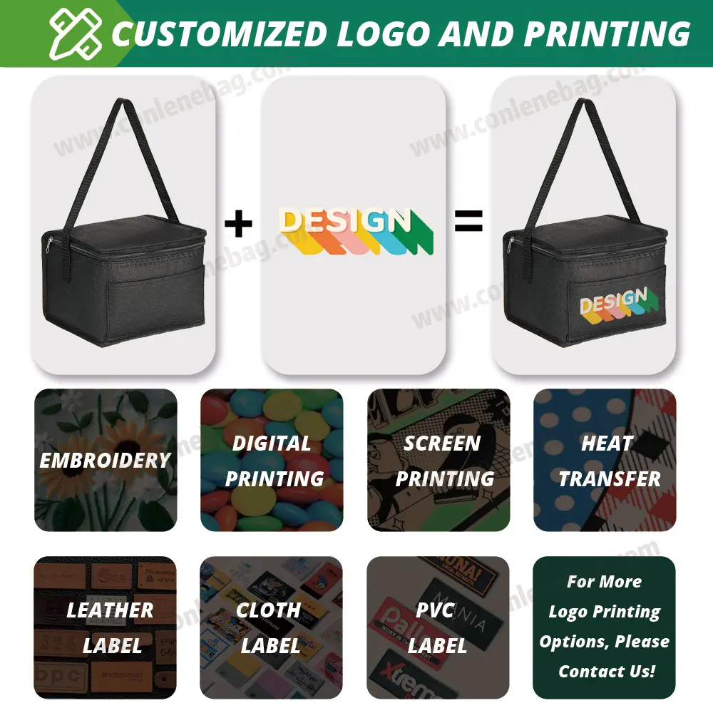 Reusable Custom Logo Insulated Corduroy Lunch Bag with Buttons and Interior Pockets