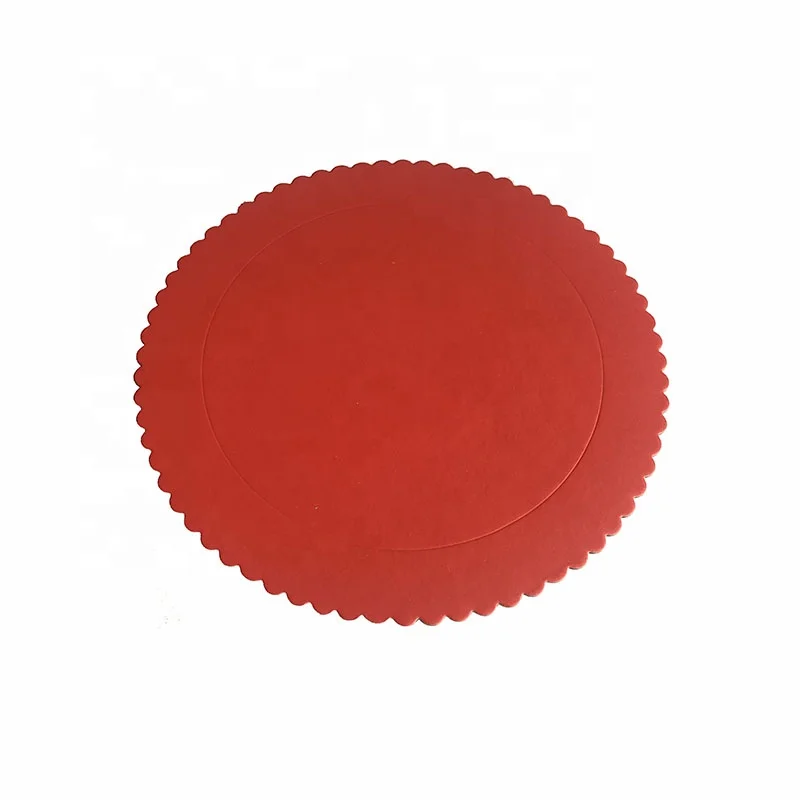 Yiwu Aotong Different Color Scalloped Die Cut Edge Round 2mm Grey Board Cake Board  for Cake Decorate