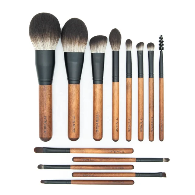 High Quality 13-Piece Wild Wood Makeup Brush Set Synthetic Hair Natural Wood Handle for Daily Face Eyebrow Pencil Makeup