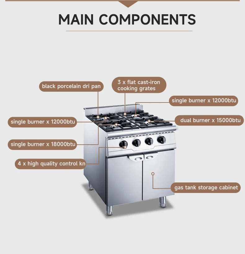 6burner Electric Gas Stove With Oven Stainless Steel Kitchen Machines