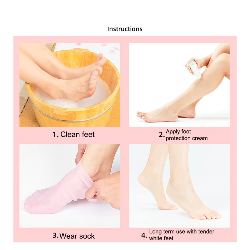 Women Moisturizing Ankle Silicone Soft Gel Foot Spa Pedicure Socks for Repairing Cracked Heel Dry Feet Softening Calluses