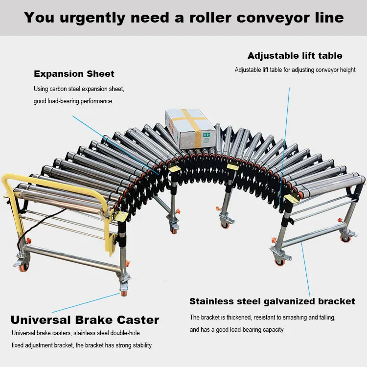 180 Degrees Turning Retractable Roller Conveyor Roller Conveyor Line